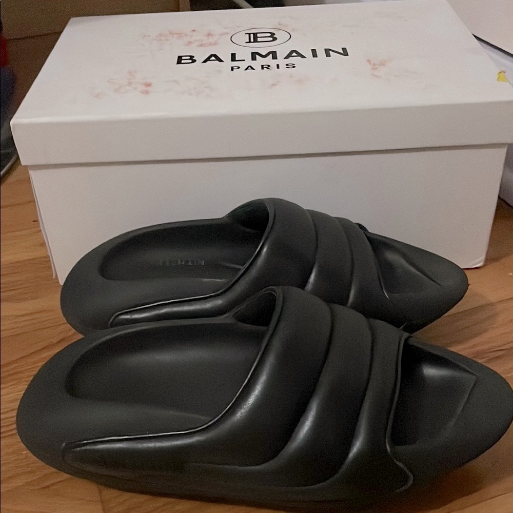 Balmain Black Slide Sandals size M4 W6